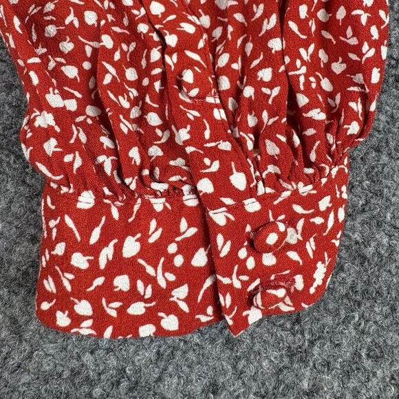 Madewell Kinston Side-Button Wrap Top Womens XS Kilt Red Park Picnic Floral Boho - Picture 10 of 14